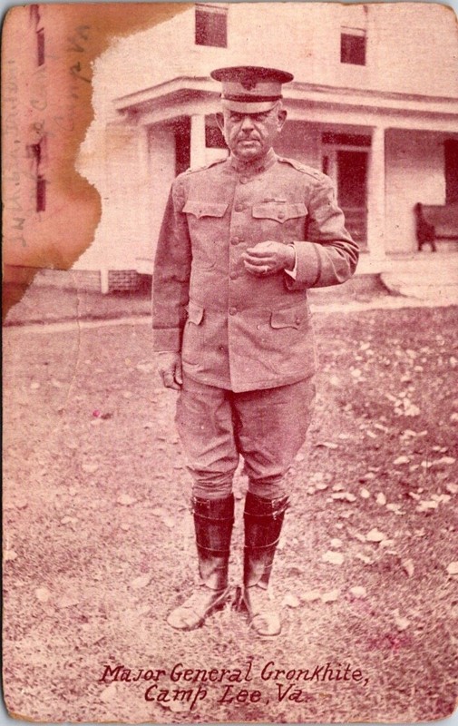 Antique RPPC postcard U.S. Army Major General Cronkhite Camp Lee VA 1918