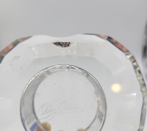OLEG CASSINI Signed Faceted Crystal Clear Heart Shaped Votive Candle Holder - Picture 6 of 6