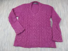 Irelandseye Jumper Womens Small Wool And Cashmere Cable Knit Pink Chunky Ireland