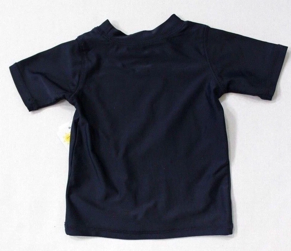 Koala Kids Baby Short Sleeve Shark Print Rush Guard Swim Top Size 3-6M Navy - Image 2 of 2