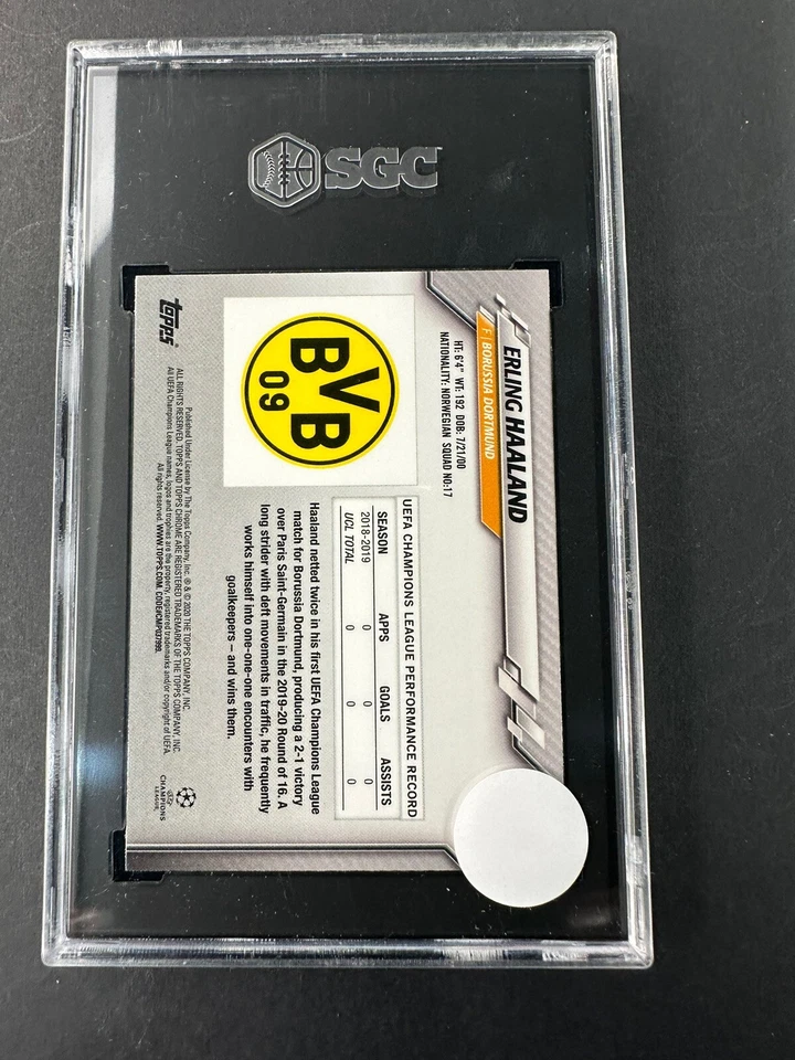 2019-20 Topps Chrome UCL Erling Haaland #74 SGC 9.5 Mint+ Rookie RC - Image 2 of 2