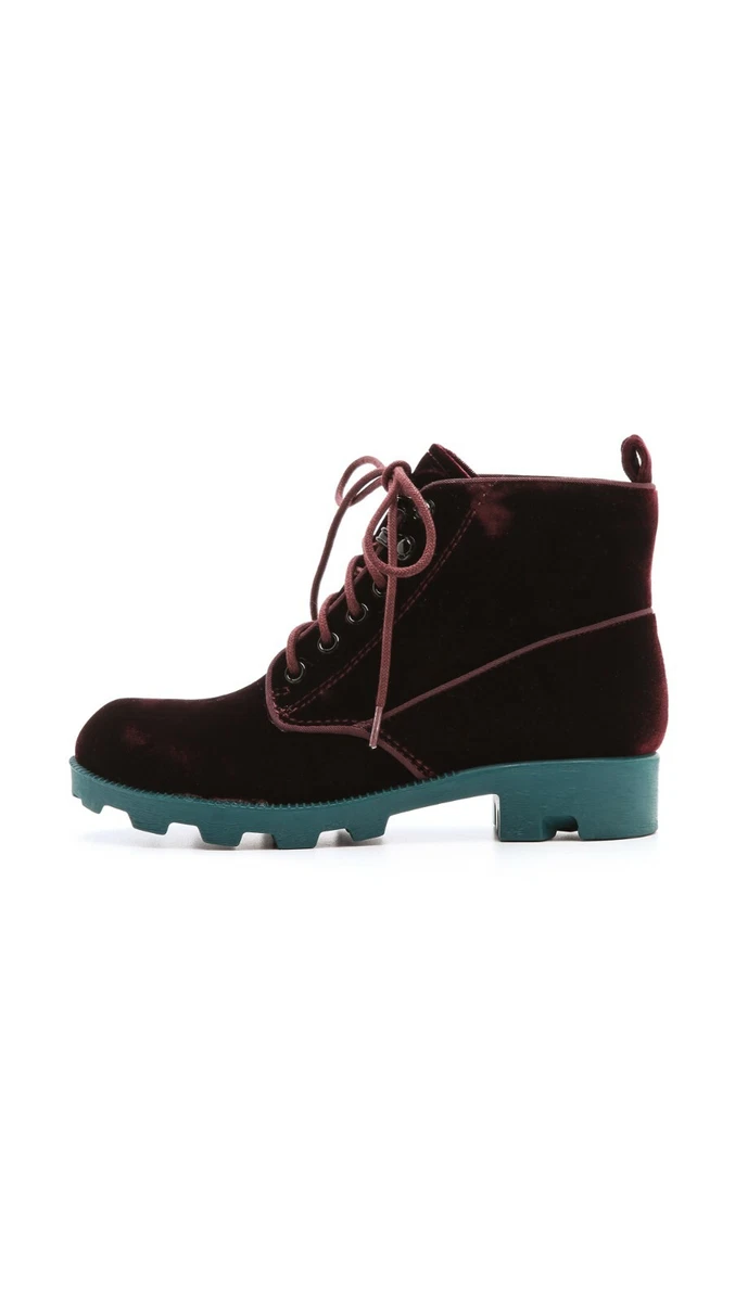Red velvet combat 2025 boots