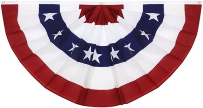 USA Pleated Fan Flag 1.5x3 Feet American US Bunting Flags Half Fan Banner 18x36