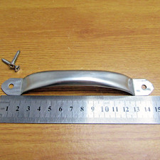 1 x STAINLESS STEEL 152mm  EXTERNAL DOOR HANDLE OUTSIDE GATE SHED  H1696 SCREWS