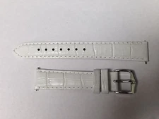 SEIKO 16mm WHITE LEATHER CALF WATCH STRAP CROCCODILE GRAIN