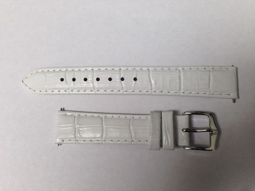 Bracelet Montre Cuir Veau Blanc Grain Crocodile 16 Mm Compatible Seiko - Occasion