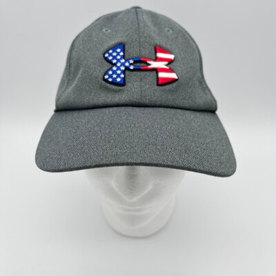 Under Armour Hat US American Flag Logo Blitzing Adjustable Size Gray