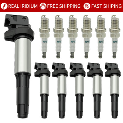 6X Ignition Coil & 6 Spark Plug For BMW 325i 328i 330i 530i X3 X5 X6 UF515 UF522