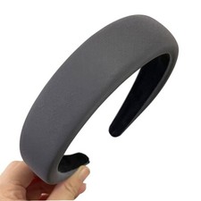 1.2inch Fashion Headbands for Women Girls Wide Solid Padded Leather Like GRAY