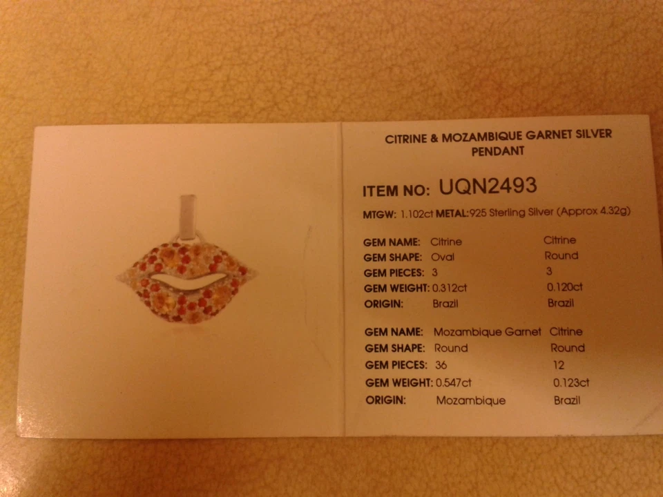 Stunning Genuine 1.102ct Citrine & Garnet 925 Silver Pendant + COA - Image 3 of 3