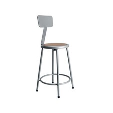 OEF Furnishings OEF6224B-KD 24" Steel Round Stool with Backrest, Gray Frame