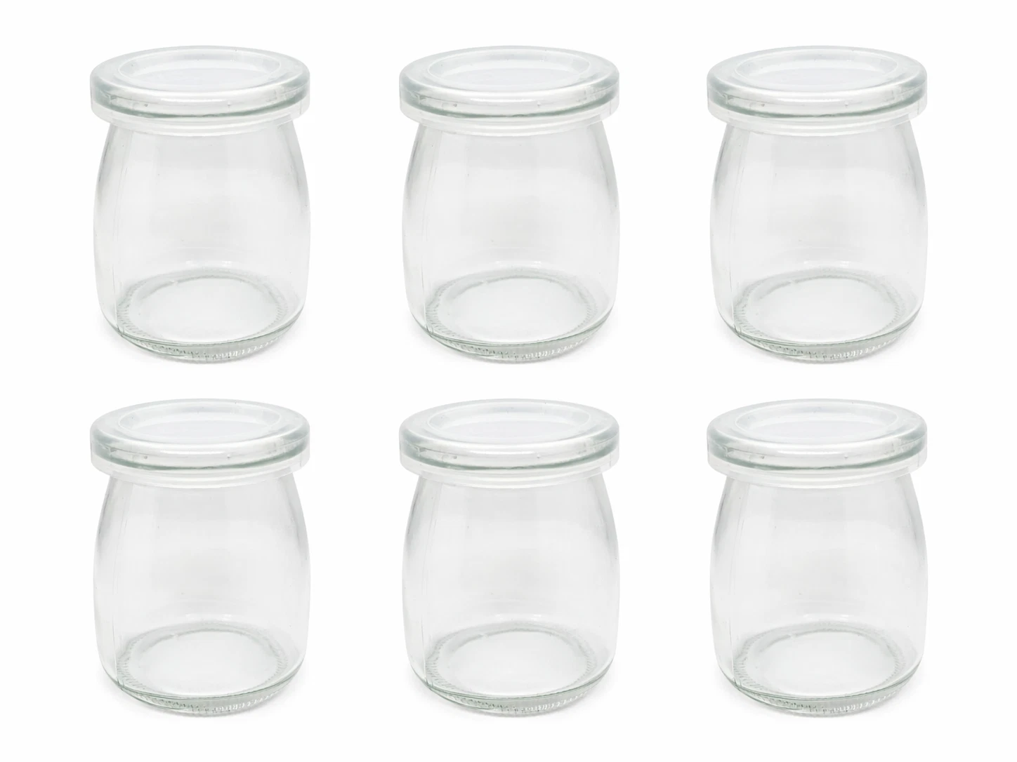6 Pcs 7oz (200ml) Clear Glass Jar with Lid Mini Pudding Jelly Dessert Container