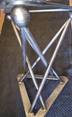 Formations Dual Iron Pedestal Base Modern Geometric Table Base Sculpture Stand