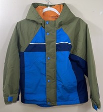 Hanna Andersson Jacket Coat 150 12 Boys Colorblock Orange Fleece Inside