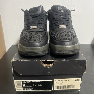 Nike Air Force 1 Low Men s Size 9 Black Leather Rare Textured Sneakers