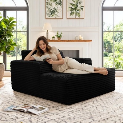 57''Oversized Chaise Lounge Chair Indoor Boneless Sleeper Sofa Bed with Deep Seat