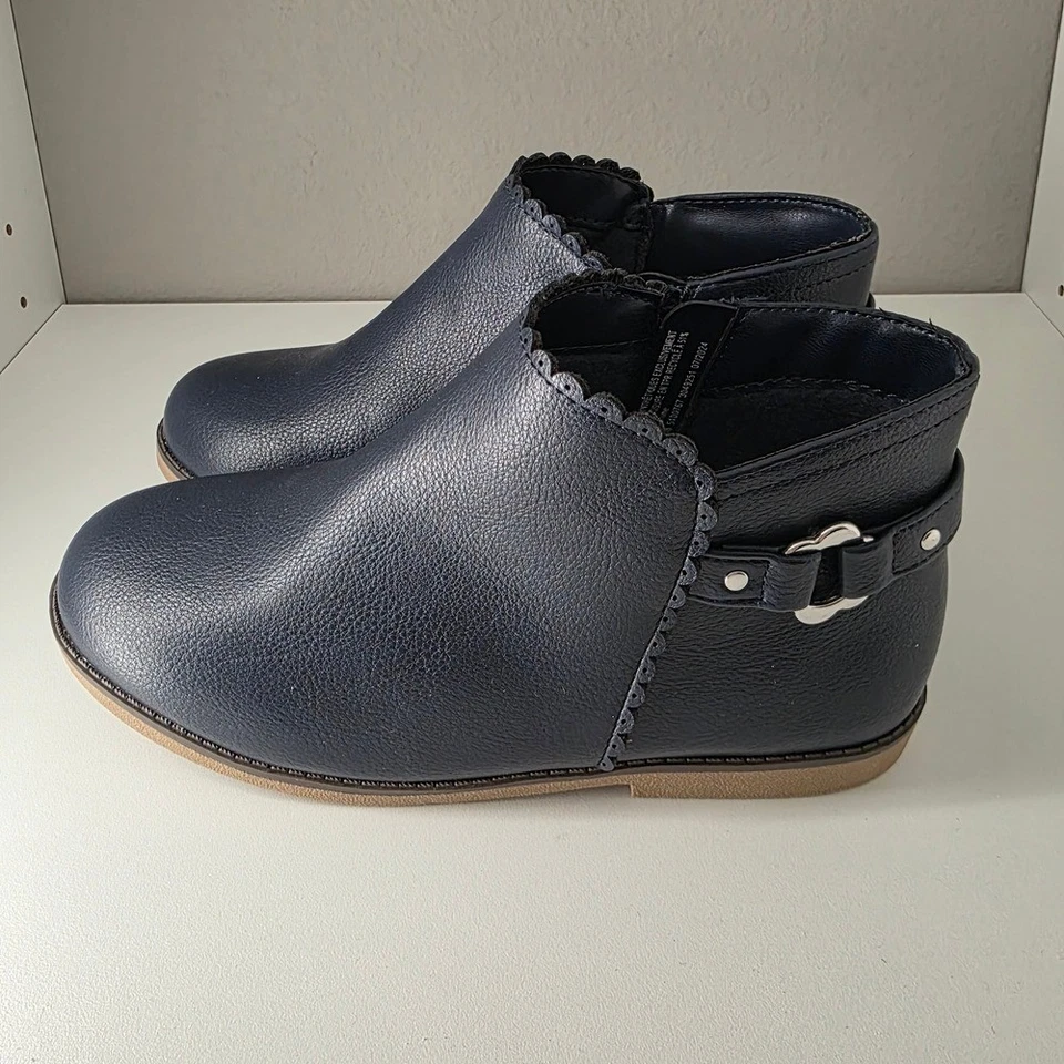 Botines Gymboree Niñas Festoneados Flor Hebilla - Azul Marino Talla 2 Foto 3 de 4