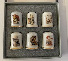 Goebel M J Hummel Porcelain Thimbles x 6 Hummel Characters, Boxed Mint Condition