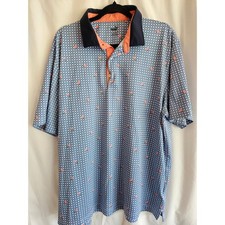 Puma Golf Polo Mens XL Blue Gingham Rose Flor...
