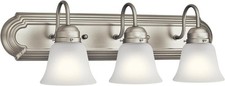 3-Light Bathroom Vanity Light Brushed Nickel Clear satin etched glass light