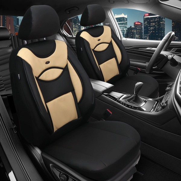 2X SitzbezüGe Passend FüR Vw Polo 9N Ab 2001-2009 (Schwarz- Beige) ARTE107-image