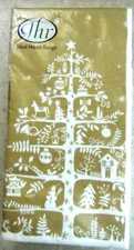 Ideal Home Range 16 Count Paper Guest Towels/Buffet/Christmas Tree/Gold & White