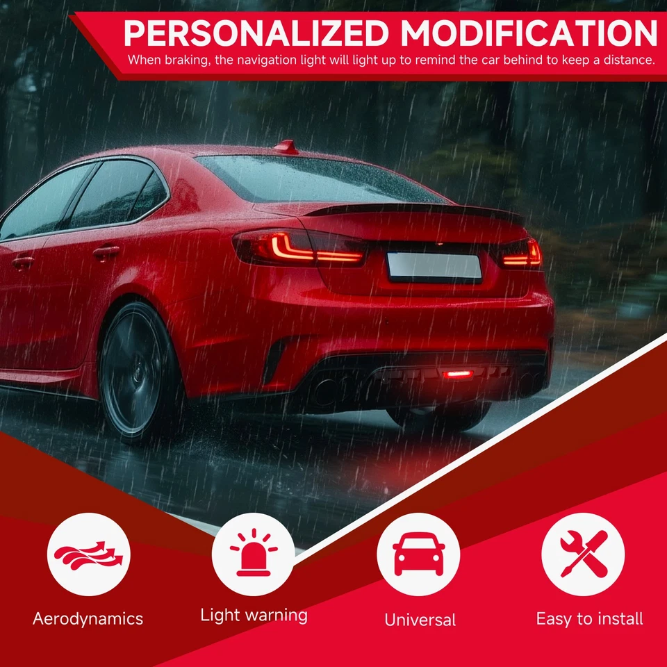 Difusor de parachoques trasero negro brillante para Chrysler 300C SRT8 labio de 6 aletas con luces LED - Imagen 4 de 4