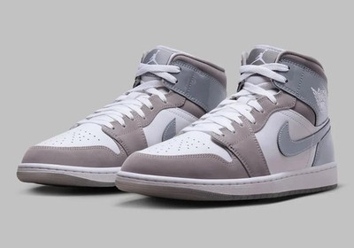 Nike Air Jordan 1 Mid SE 'Patent Cool Grey' Men's Casual Sneakers HF3216-100 NEW