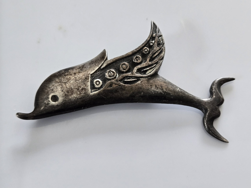 Broche épingle dauphin sterling James Avery - détail gravé vintage J A retraité - Photo 6/14