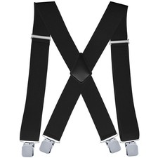 Heavy Duty Mens Suspenders,X-Shaped 2  Wide Strong Clips Suspenders For Men W...