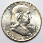 1952-D 50c Franklin Silver Half Dollar Uncirculated - RAW - Light Toning / Nice