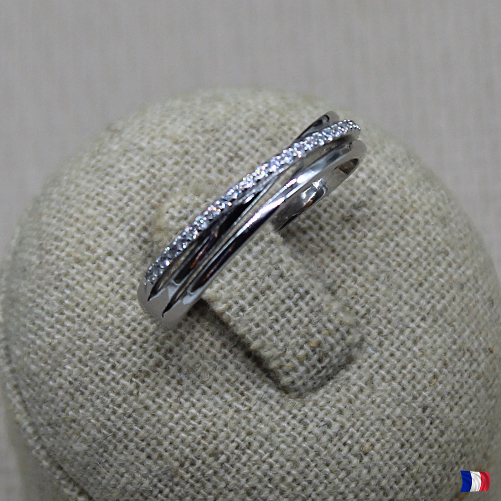 Alliance fine en argent 925 avec pavé de zirconium taille 52