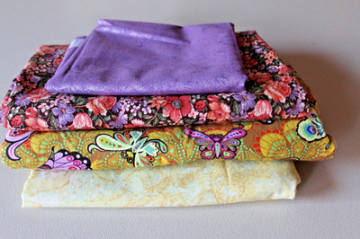 Quilt Kit #211 Yellow Purple Border Print Butterflies   3+ Yds High Qual Cotton