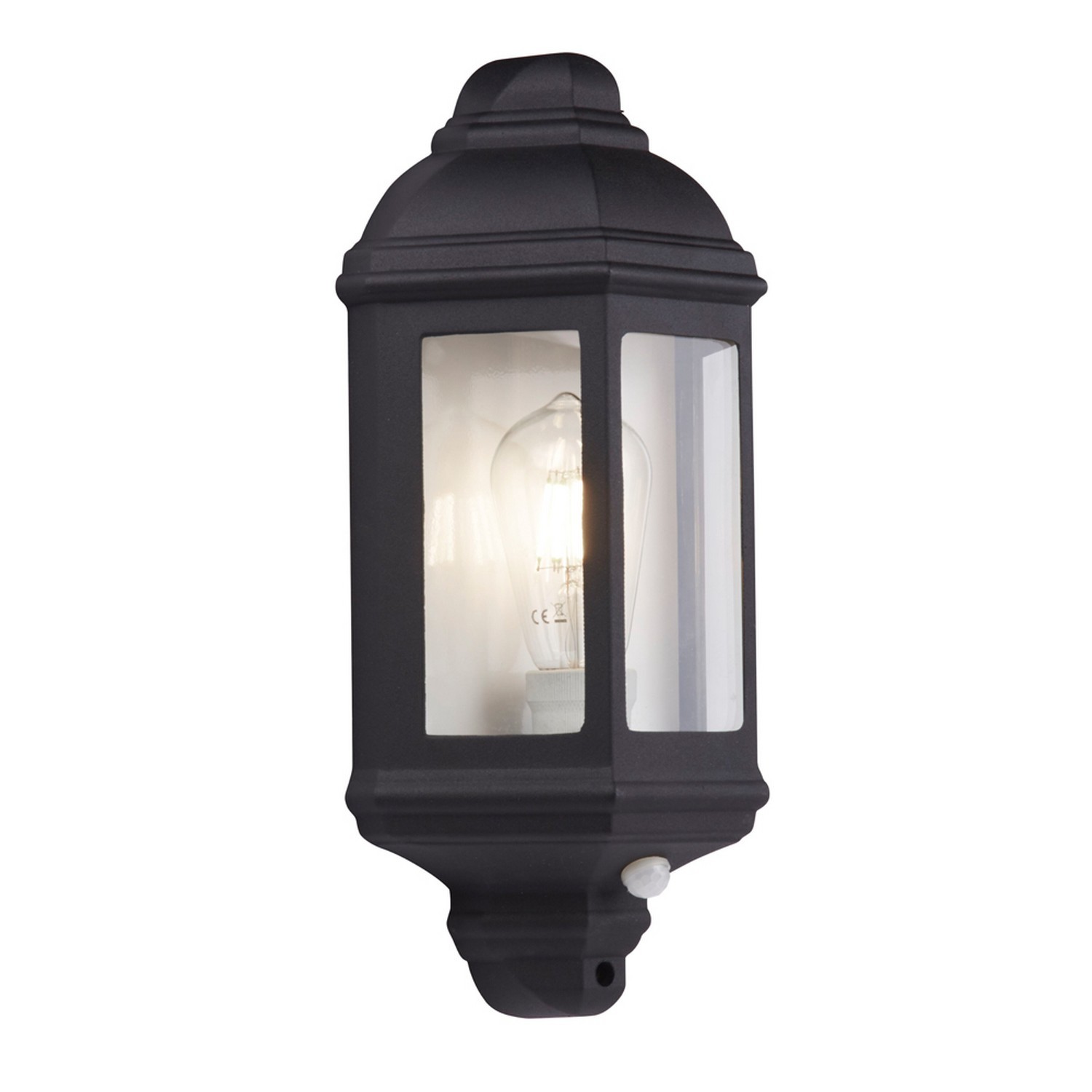 IP44 Outdoor Porch Black Finish Wall Fitting Bracket Light with Glass Diffuser