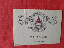 Eschenauer & Cie Bordeaux Marque Deposee Graves Rare Vintage Label France