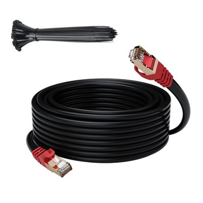 Cat 6E Cat 7 Outdoor Ethernet Cable 50 FT,10Gbps Heavy-Duty Shielded Internet...