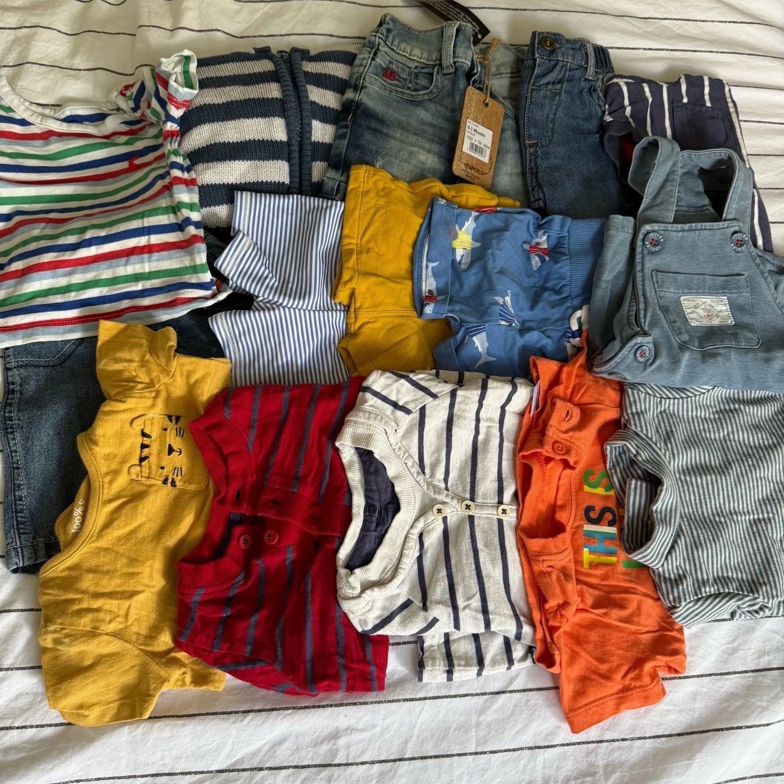 BABY BOY CLOTHES BUNDLE TOPS JEANS SHORTS JOULES M&S F&F GEORGE & MORE! 0-3 LOOK