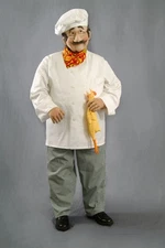 Life-Size Chef Soft Sculpture – Handmade Art Figure with Hat and Rubber Chicken
