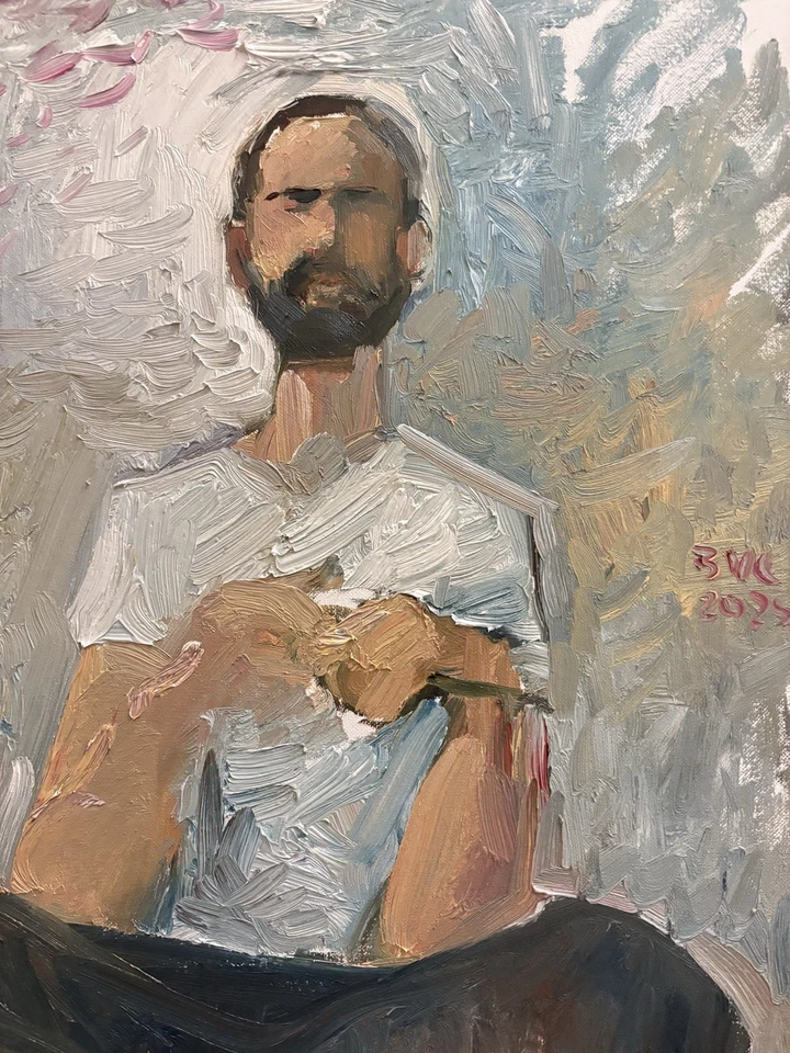 Autorretrato Hombre Hombre Cubismo Original Pintura al Óleo Sobre Lienzo 16”x20” BVC Foto 3 de 3