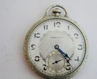 New ListingAntique Hamilton mens Pocket Watch 14ct white gold filled 916 balance good S/R