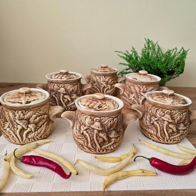 Unique Baking Clay pot Stoneware Cookware Ceramic Soup Bowl Dishes set of 6