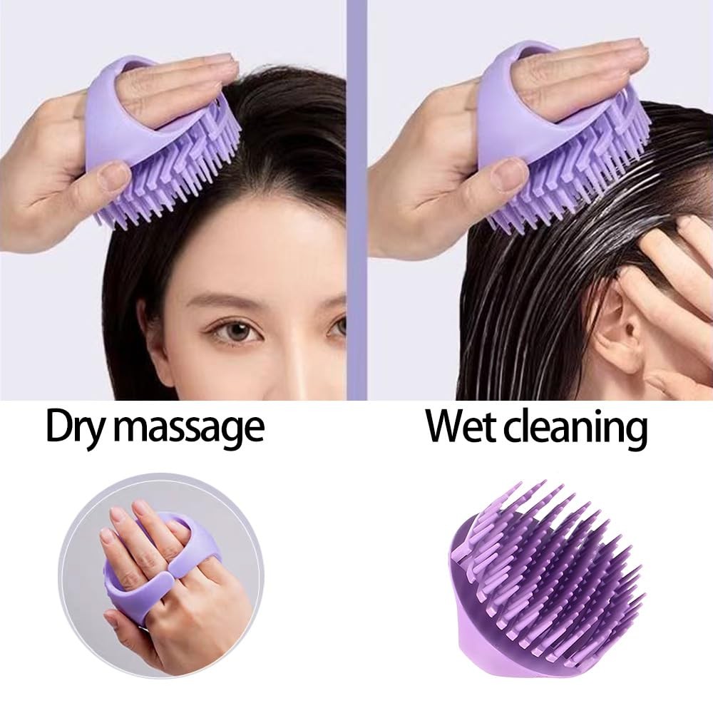 Masseur tête silicone et brosse massage cuir chevelu anti-démangeaison | Lot de 2