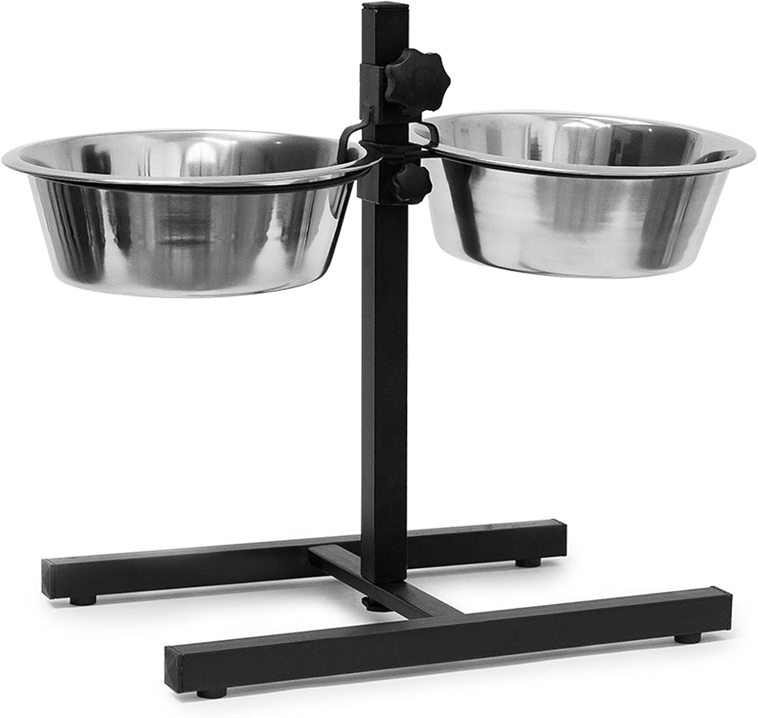 Ciotole Rialzate per Cani in Acciaio 2.2L - Supporto Regolabile H42cm
