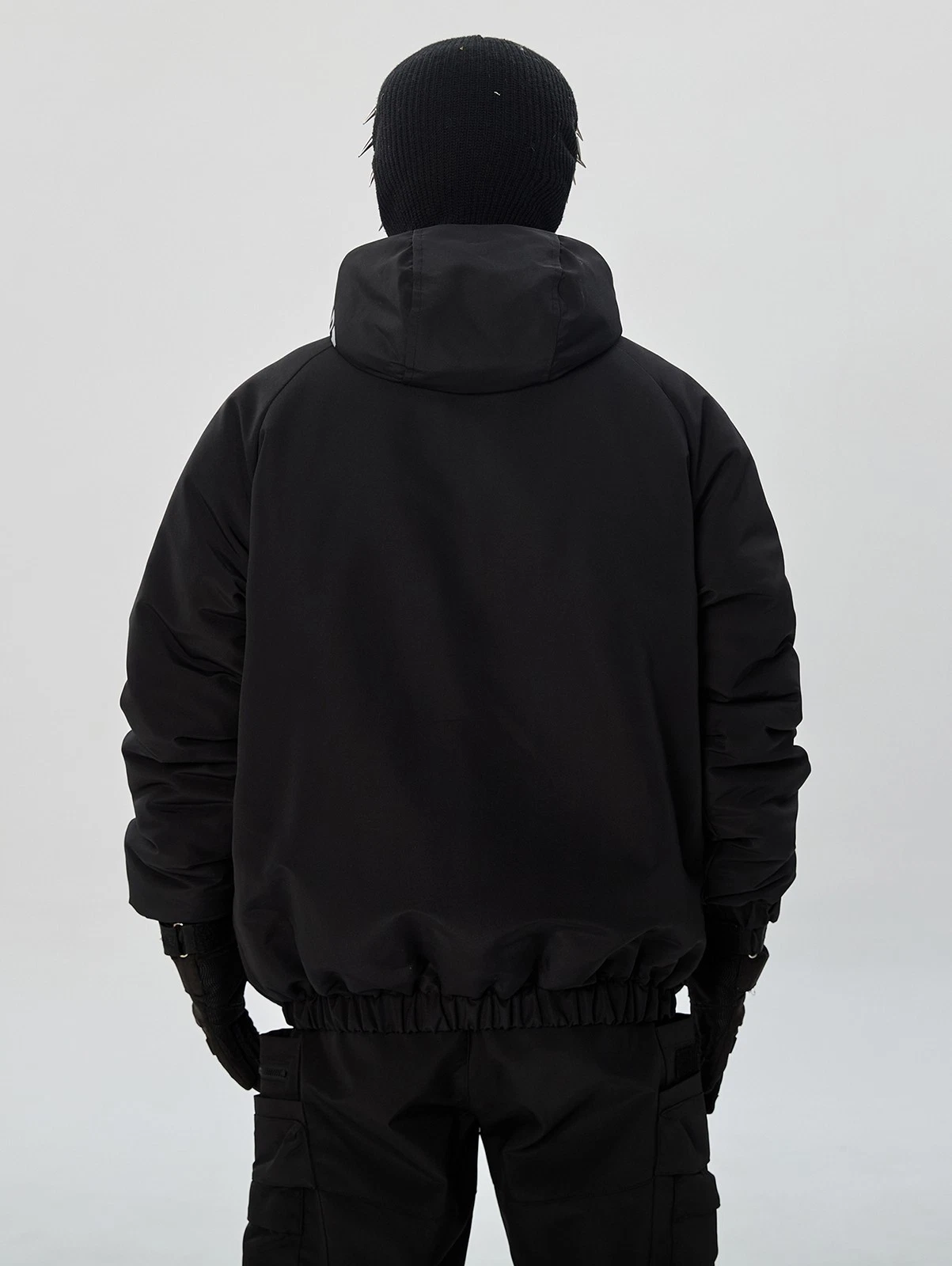 Niepce Men's Techwear Streetwear Hooded Jacket Black Windbreaker Zip Up Coat - product detail image 9