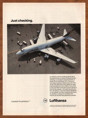 1990 Lufthansa Airlines Vintage Print Ad/Poster Retro Airplane Travel Art 90s