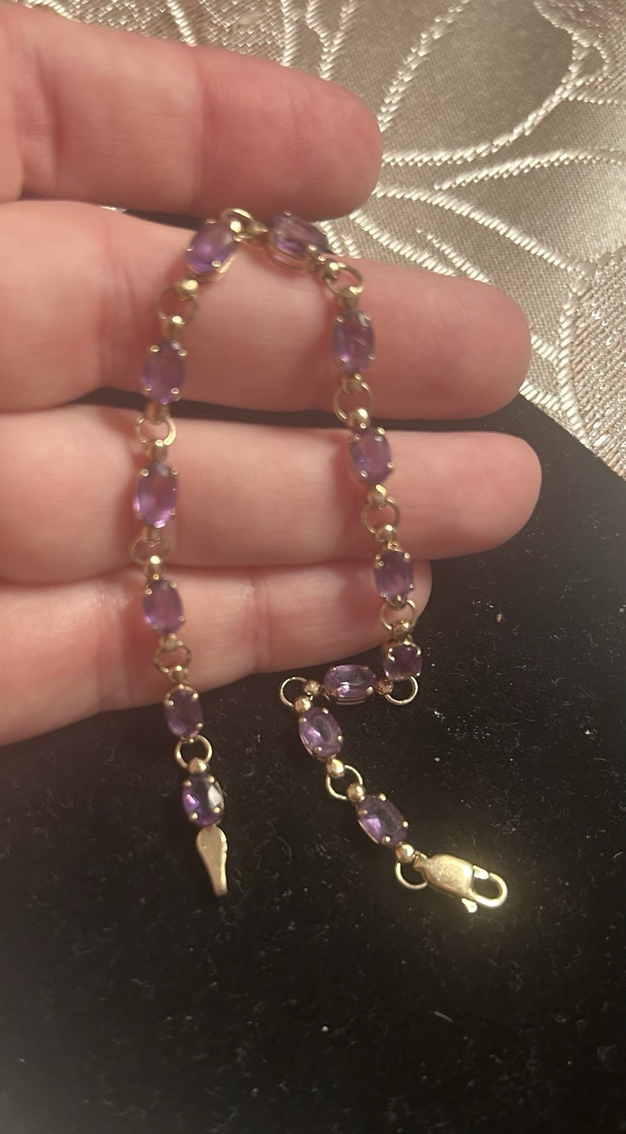 Mesmerizing Amethyst 10k Solid Yellow Gold 7” Bra… - image 2