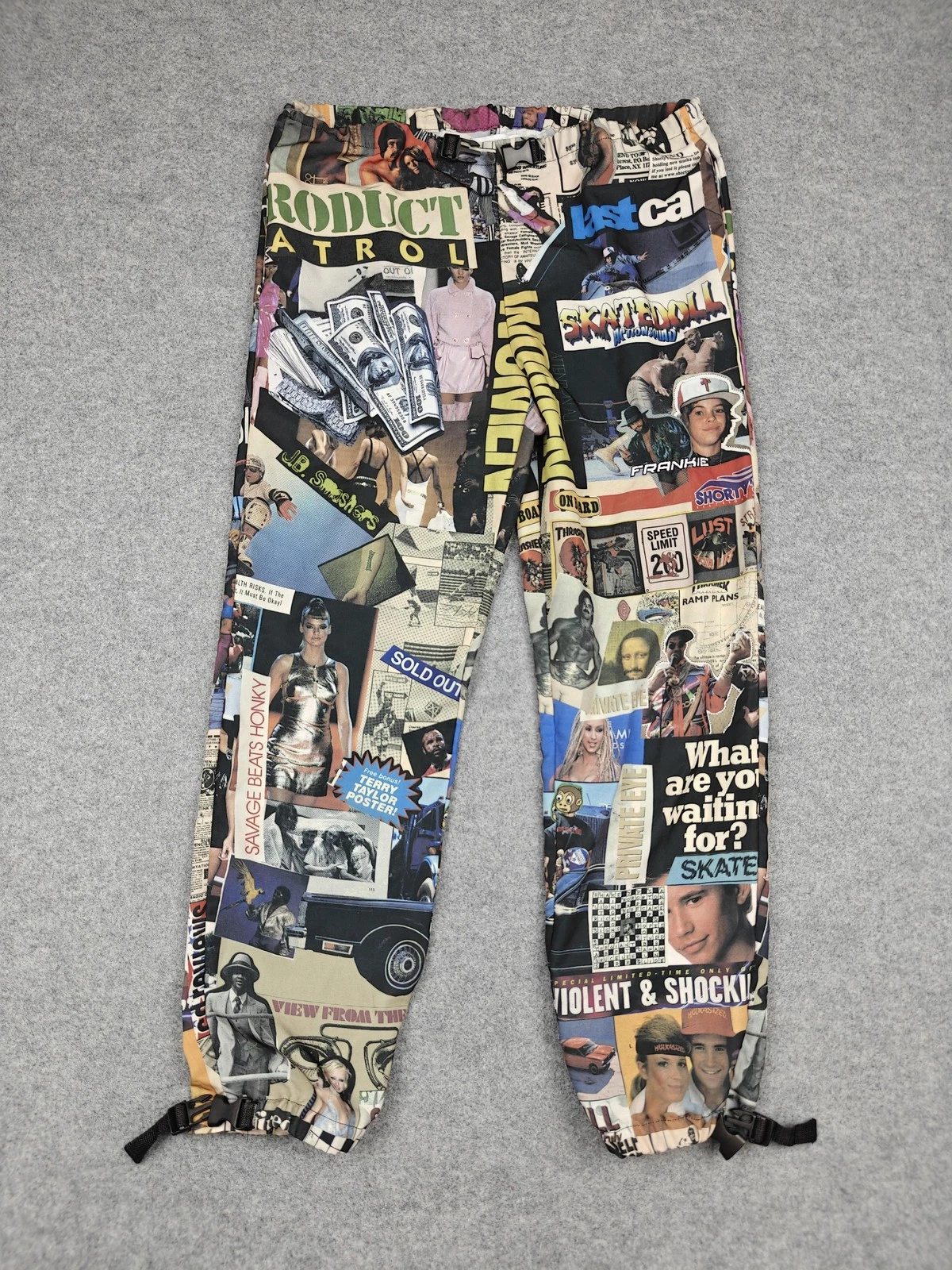 Frankie Pants Mens XS Multicolor F1 Retro Allover Graphic Jogger Buckle Cuffs