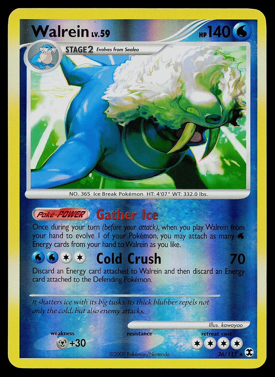 Pokemon Card - Walrein Rising Rivals 36/111 Rare Reverse Holo