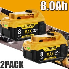 HOT For DeWalt 20 Volt Max XR 8.0AH 2Pack Lithium Ion Battery DCB206-2 DCB200-2