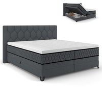 Boxspringbett - Schwarz - Mit Bettkasten - H2/H3 - 180X200 Cm Doppelbett
